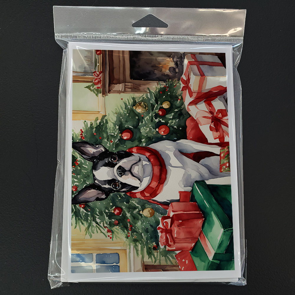 Boston Terrier Christmas Greeting Cards and Envelopes Pack of 8
