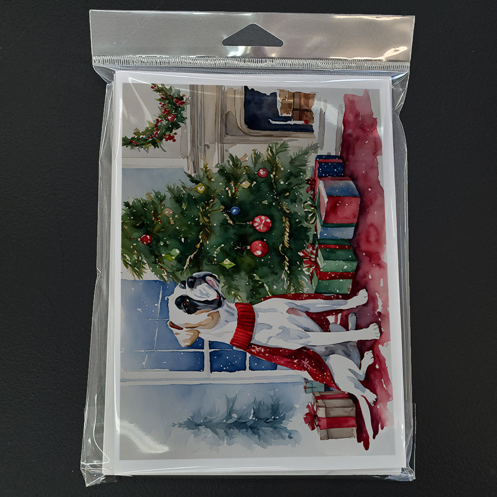 White Boxer Christmas Greeting Cards and Envelopes Pack of 8