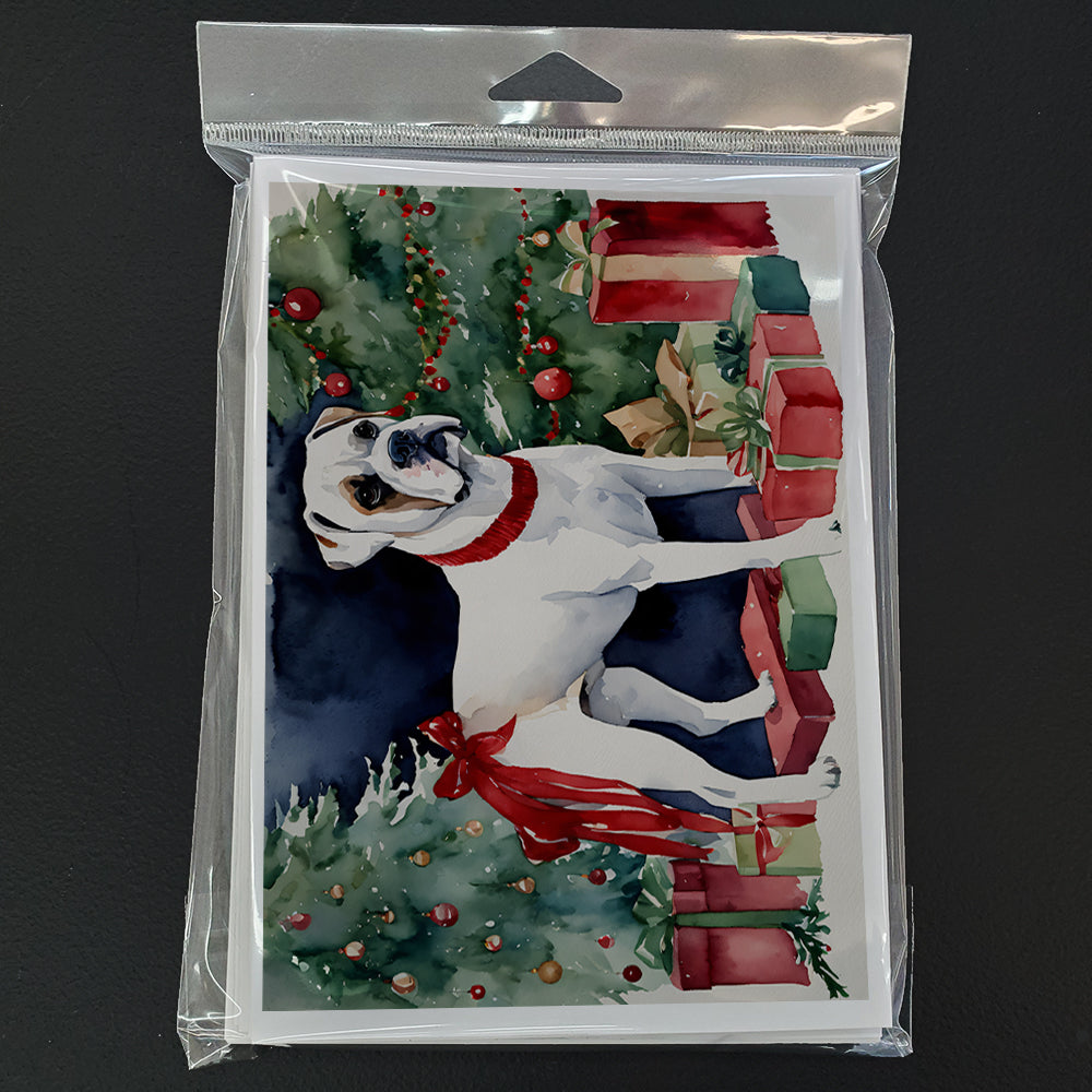 White Boxer Christmas Greeting Cards and Envelopes Pack of 8