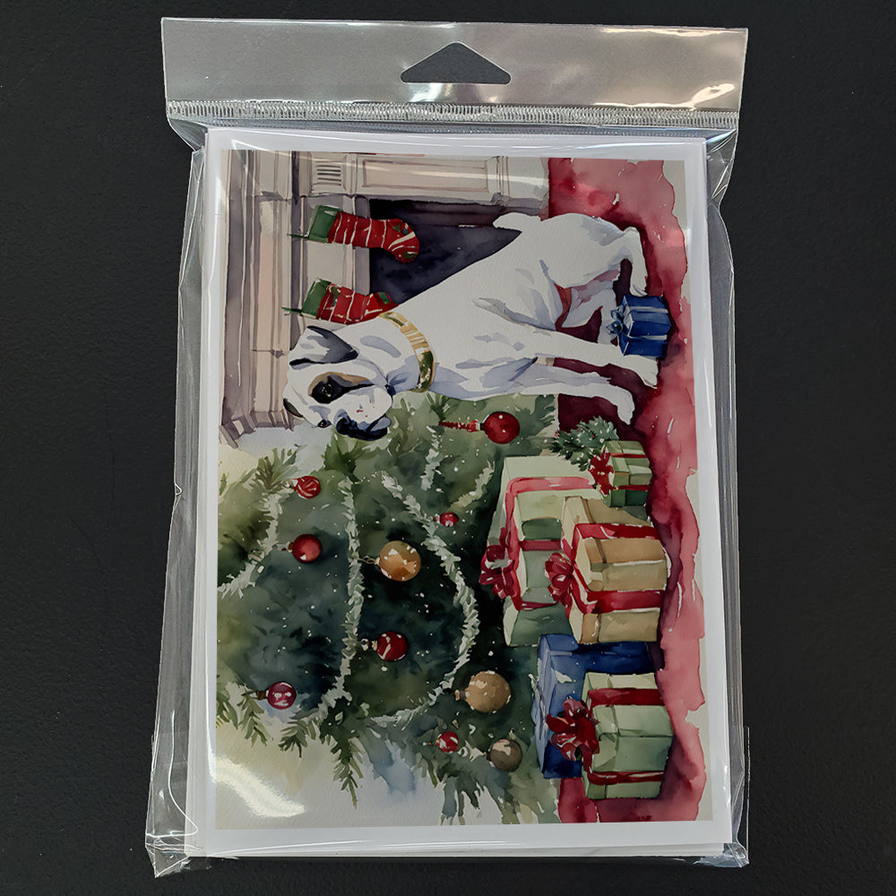 White Boxer Christmas Greeting Cards and Envelopes Pack of 8