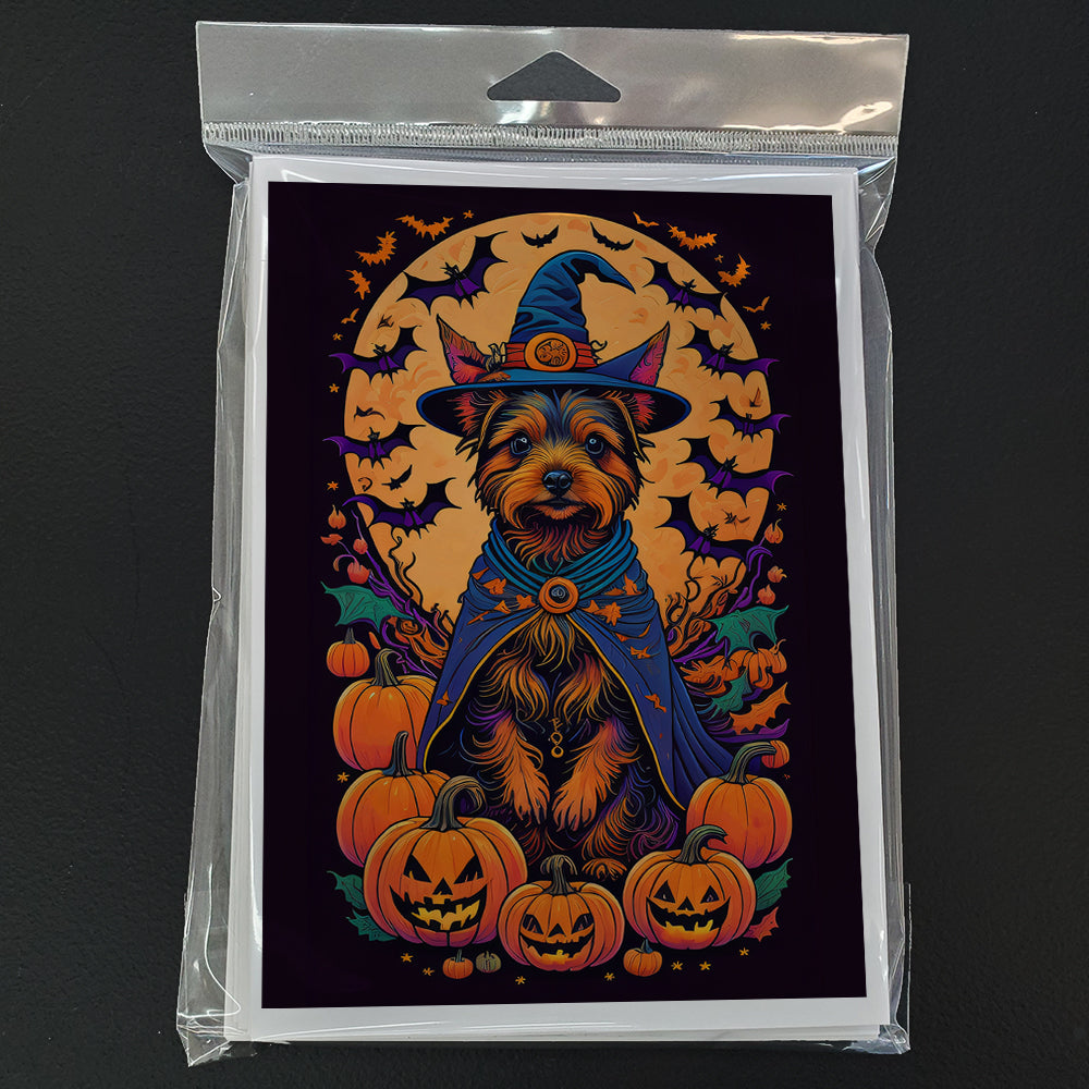 Australian Terrier Witchy Halloween Greeting Cards and Envelopes Pack of 8