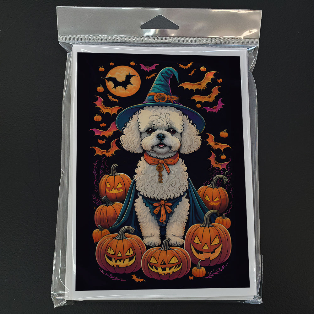 Bichon Frise Witchy Halloween Greeting Cards and Envelopes Pack of 8