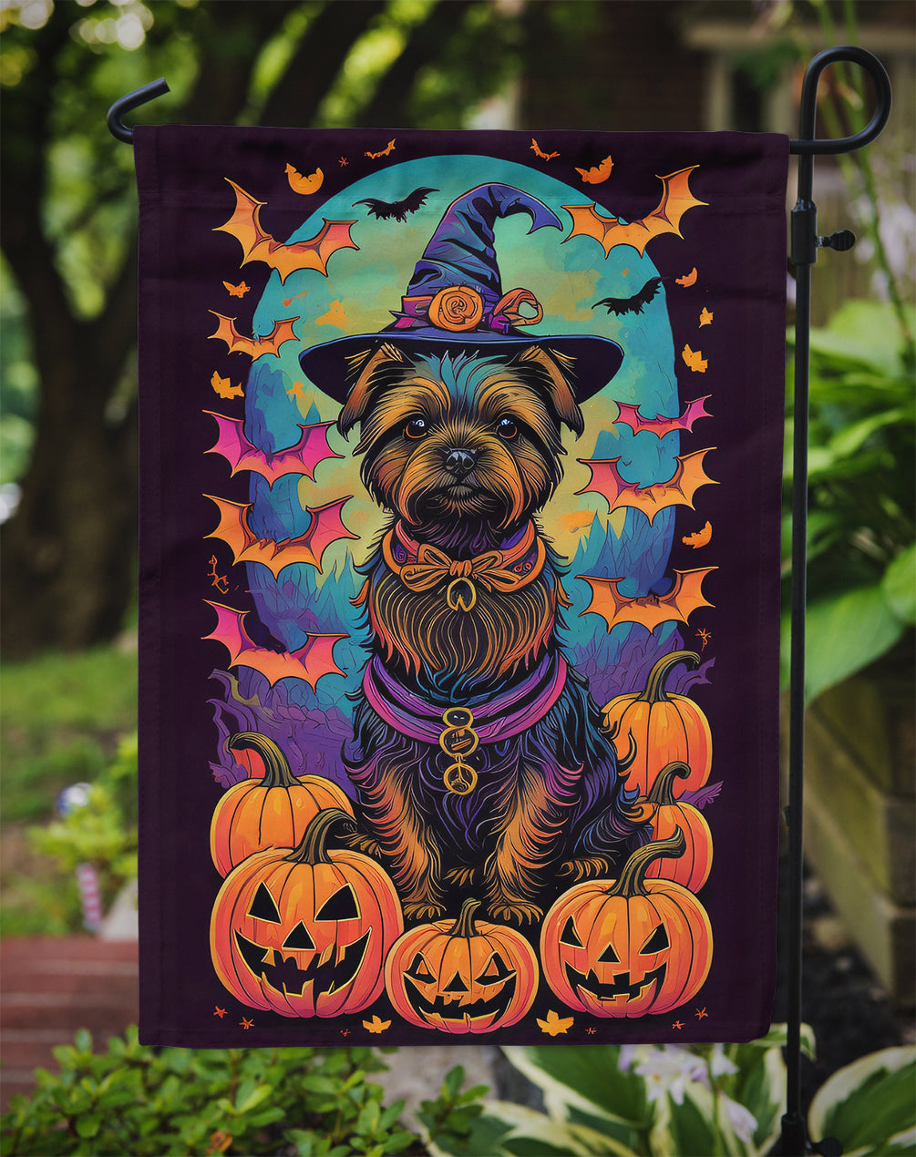 Cairn Terrier Witchy Halloween Garden Flag