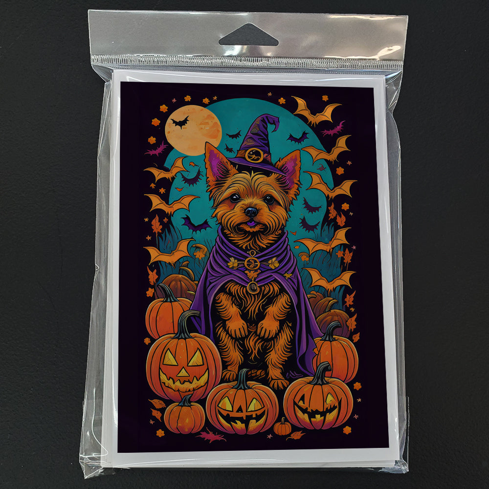 Norwich Terrier Witchy Halloween Greeting Cards and Envelopes Pack of 8