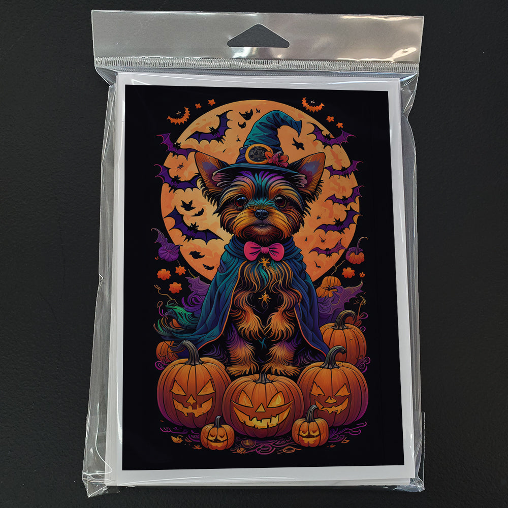 Yorkie Witchy Halloween Greeting Cards and Envelopes Pack of 8