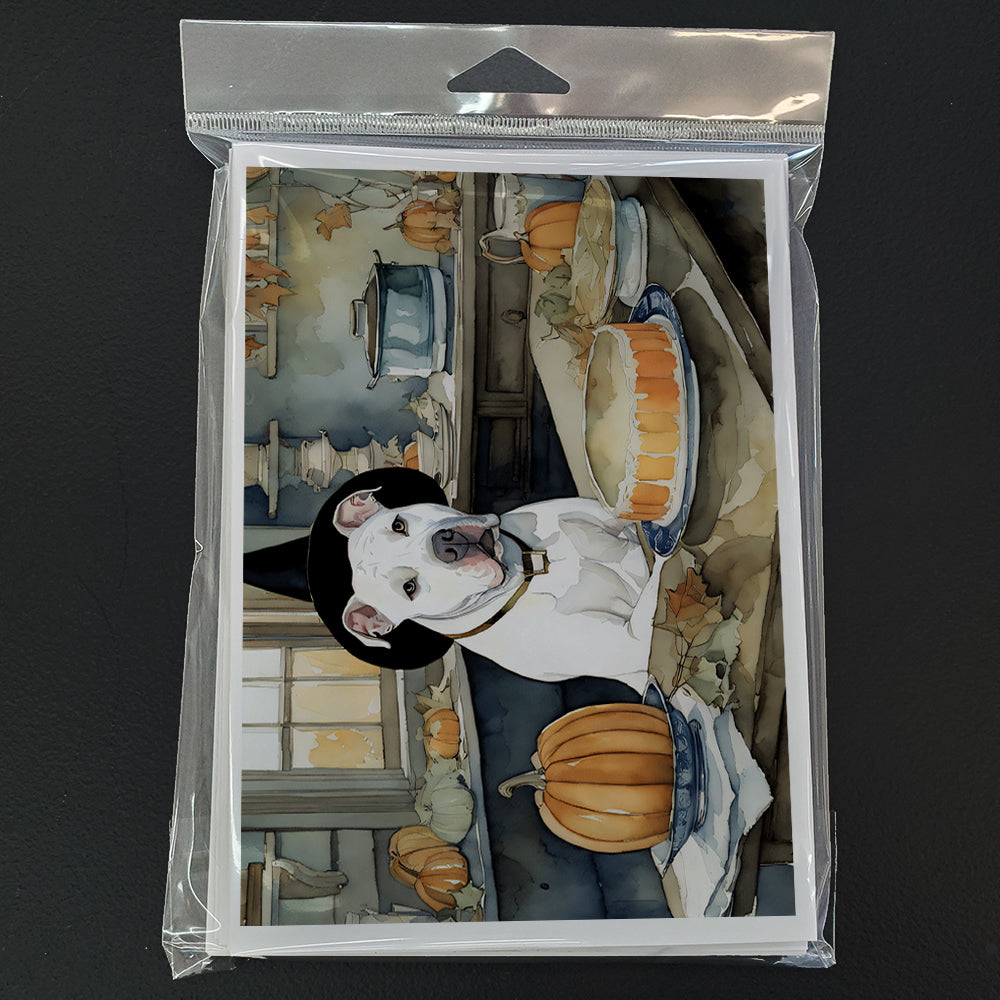 Pit Bull Terrier Fall Kitchen Pumpkins Greeting Cards and Envelopes Pack of 8