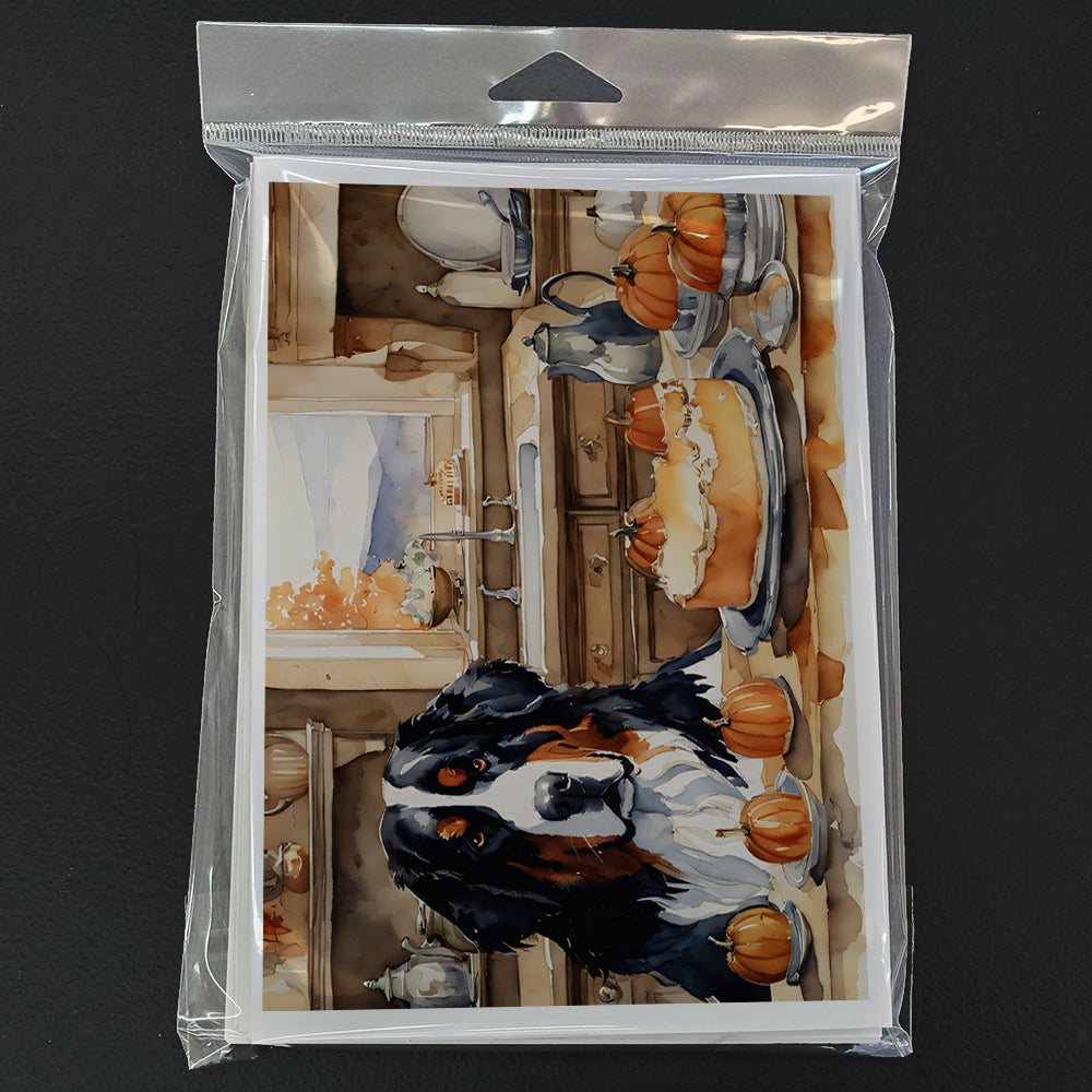 Bernese Mountain Dog Fall Kitchen Pumpkins Greeting Cards and Envelopes Pack of 8