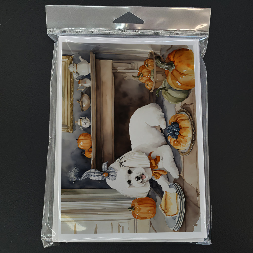Bichon Frise Fall Kitchen Pumpkins Greeting Cards and Envelopes Pack of 8