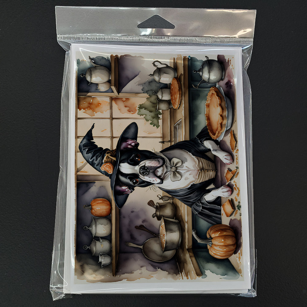 Boston Terrier Fall Kitchen Pumpkins Greeting Cards and Envelopes Pack of 8
