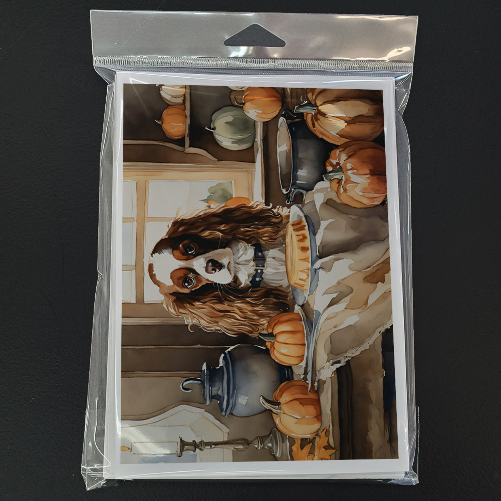 Cavalier Spaniel Fall Kitchen Pumpkins Greeting Cards and Envelopes Pack of 8