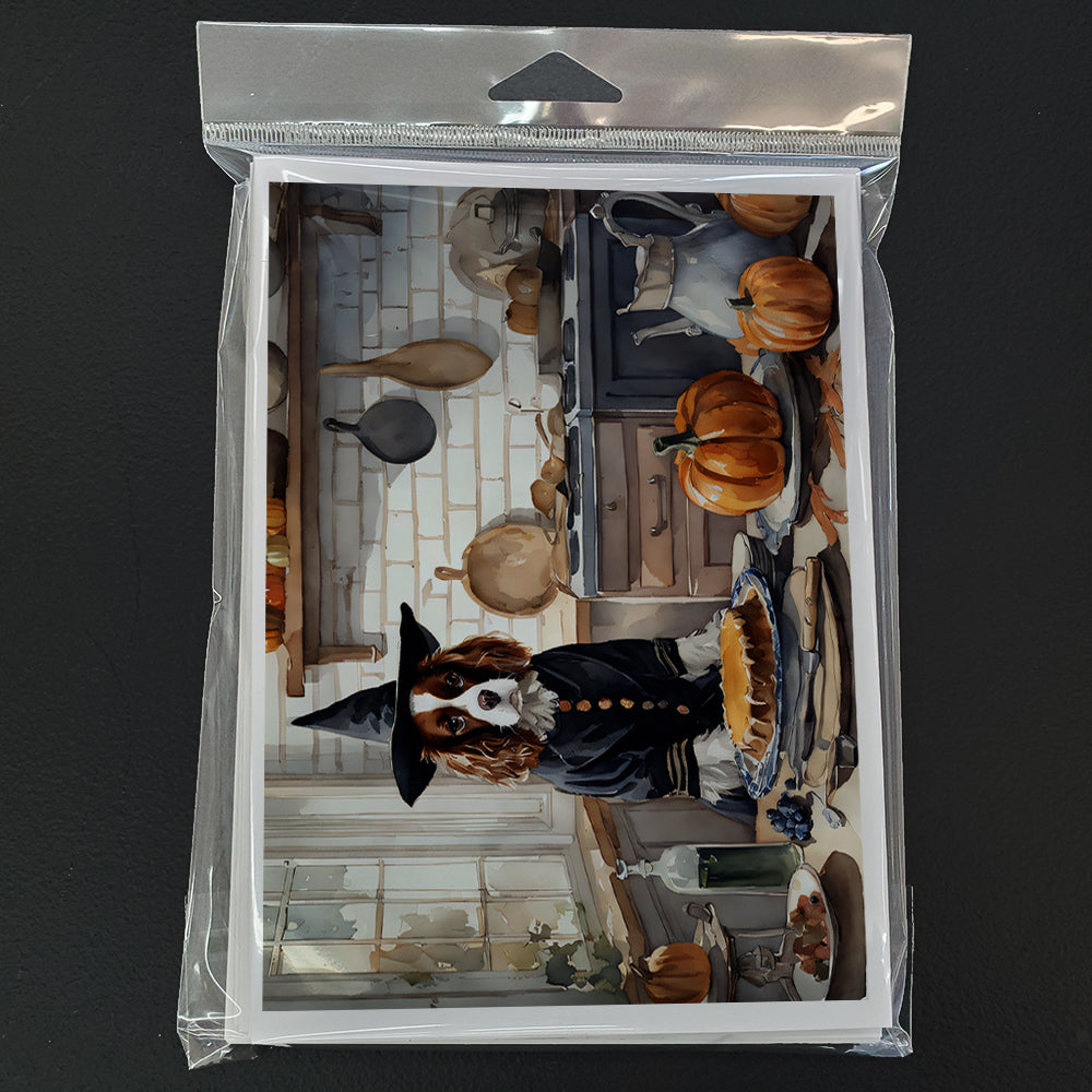 Cavalier Spaniel Fall Kitchen Pumpkins Greeting Cards and Envelopes Pack of 8