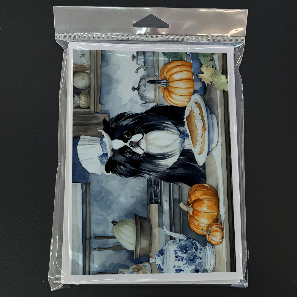 Japanese Chin Fall Kitchen Pumpkins Greeting Cards and Envelopes Pack of 8