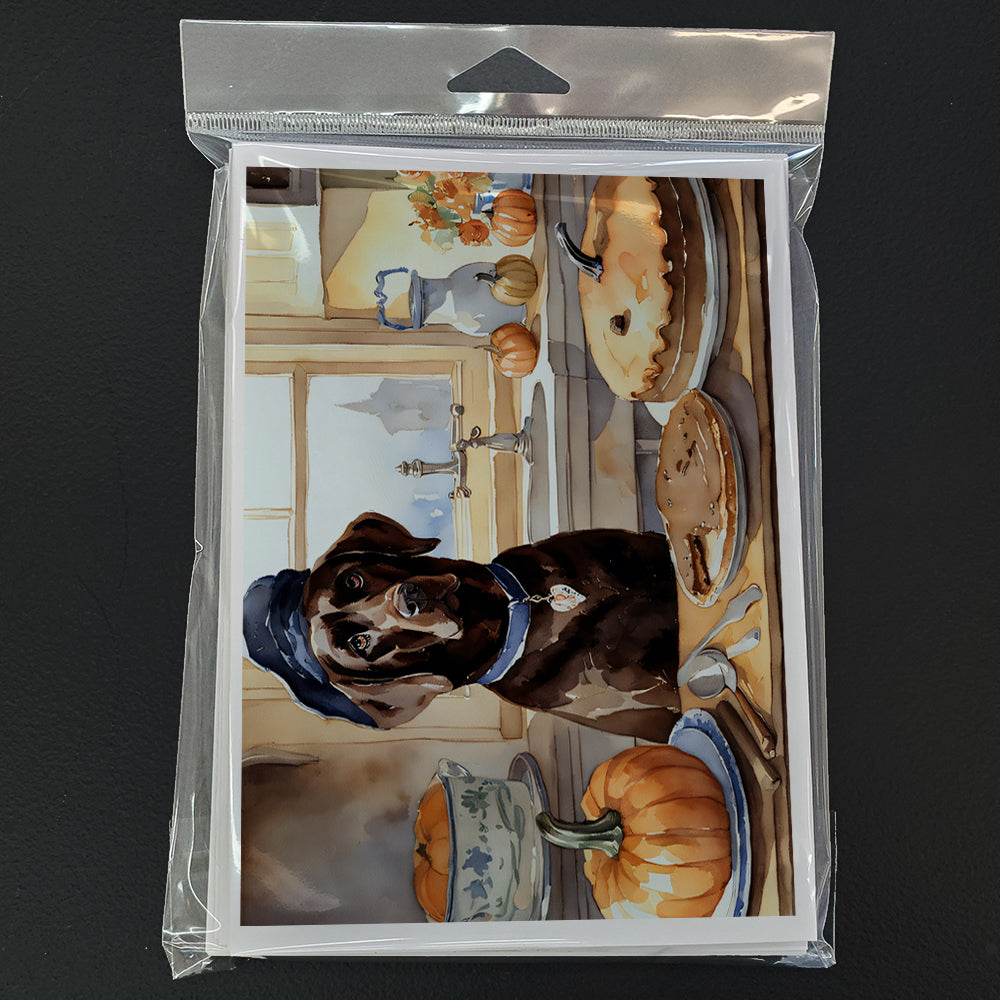 Chocolate Lab Fall Kitchen Pumpkins Greeting Cards and Envelopes Pack of 8