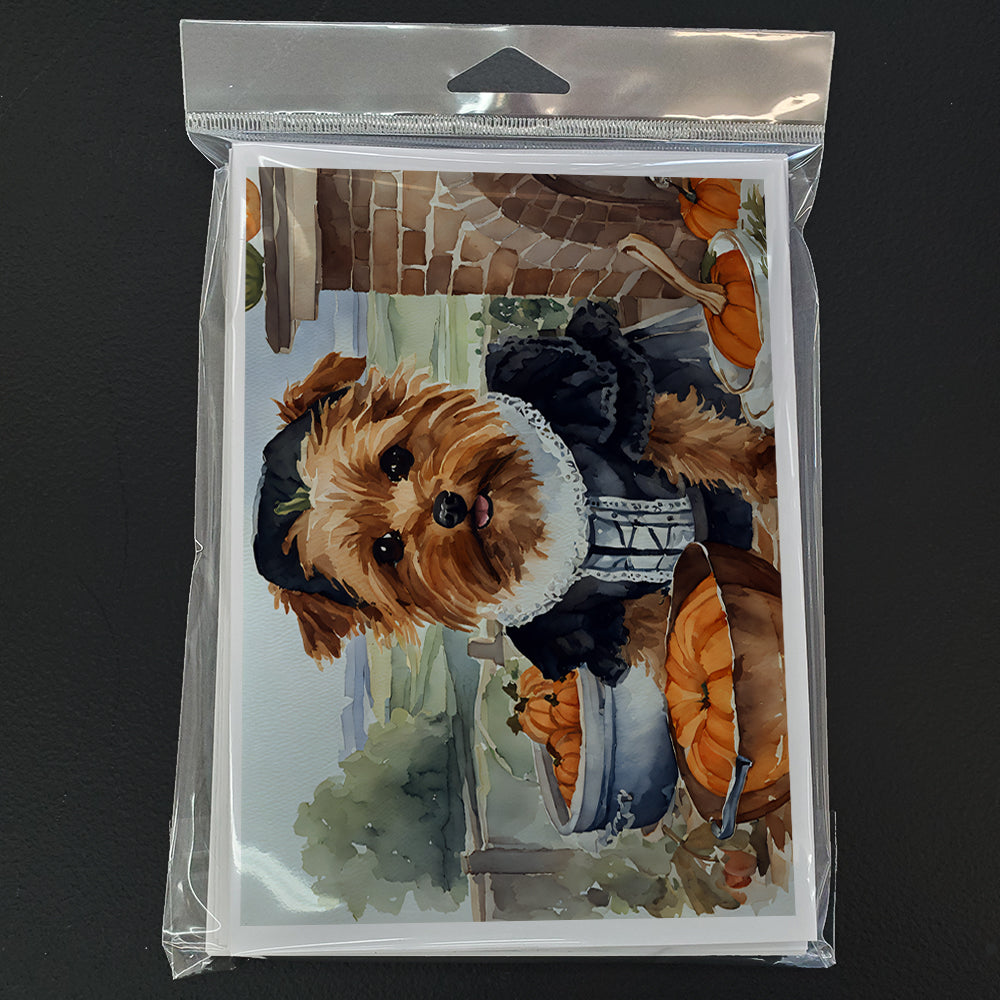 Norfolk Terrier Fall Kitchen Pumpkins Greeting Cards and Envelopes Pack of 8