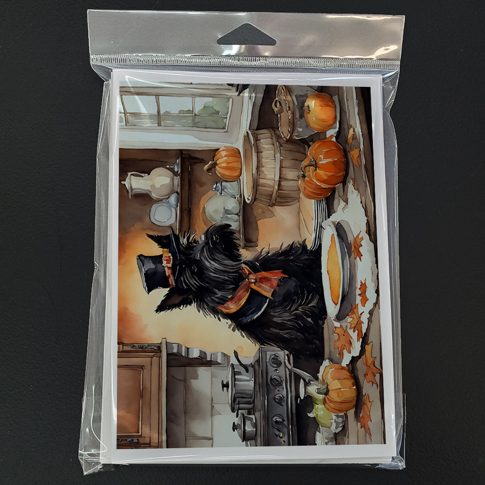 Scottish Terrier Fall Kitchen Pumpkins Greeting Cards and Envelopes Pack of 8