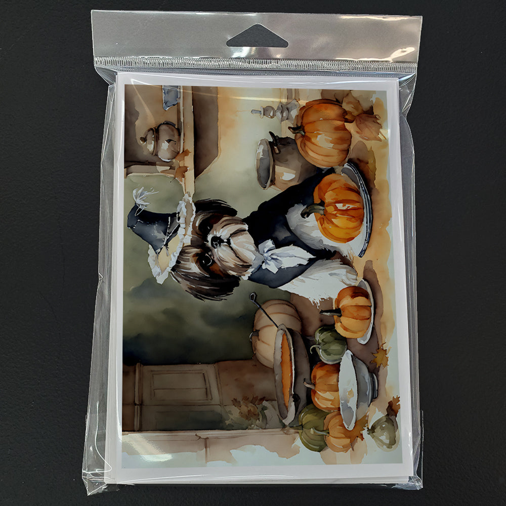 Shih Tzu Fall Kitchen Pumpkins Greeting Cards and Envelopes Pack of 8