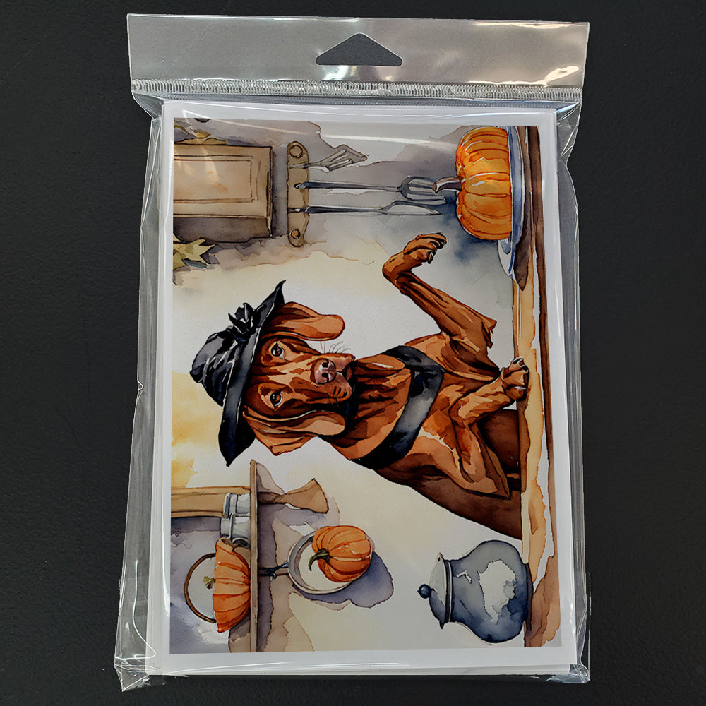 Vizsla Fall Kitchen Pumpkins Greeting Cards and Envelopes Pack of 8