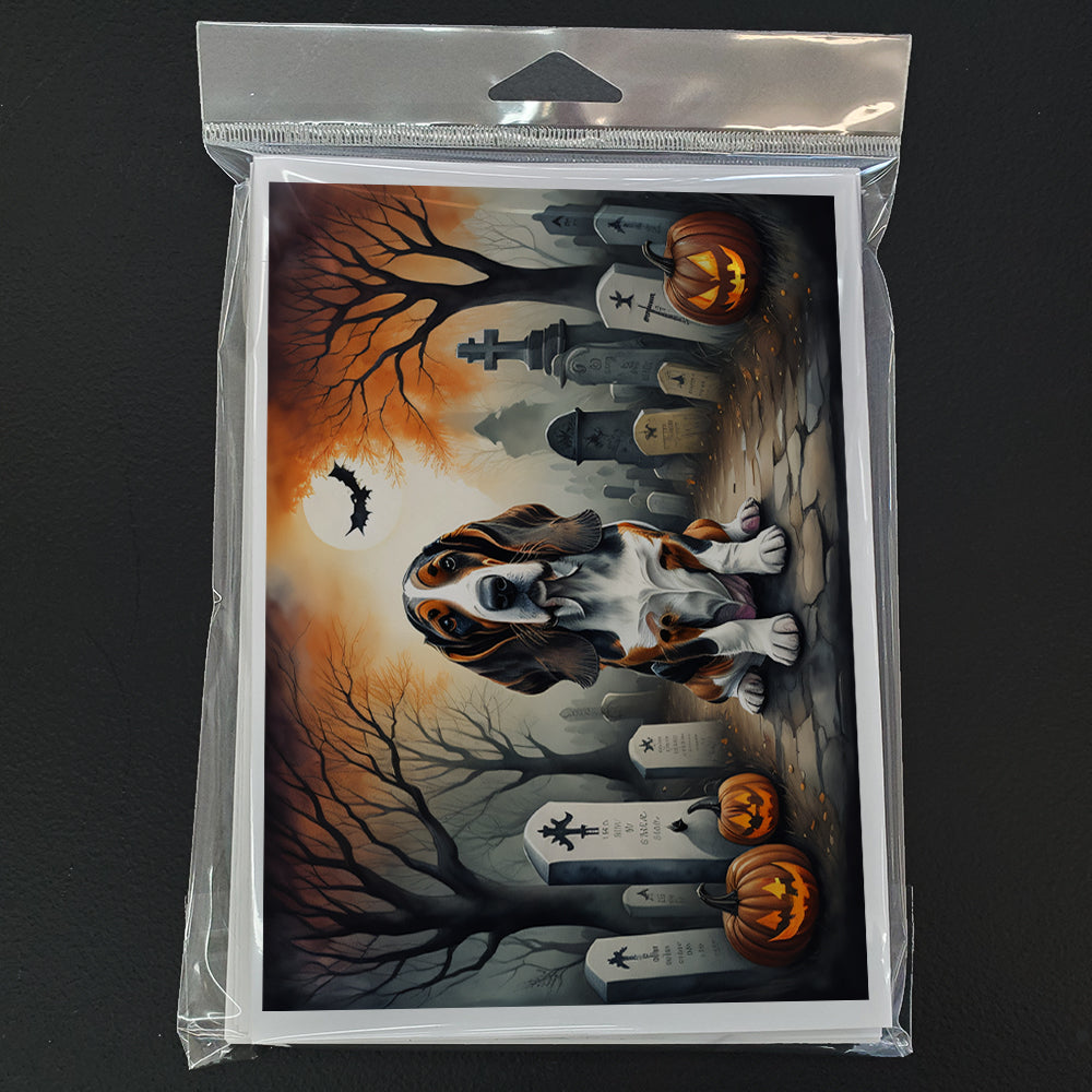 Basset Hound Spooky Halloween Greeting Cards and Envelopes Pack of 8