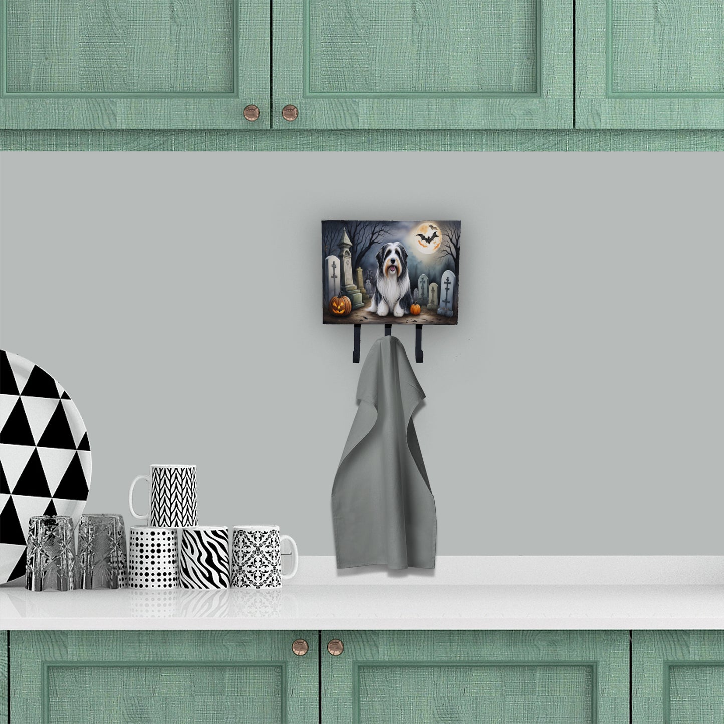 Bearded Collie Spooky Halloween Leash or Key Holder