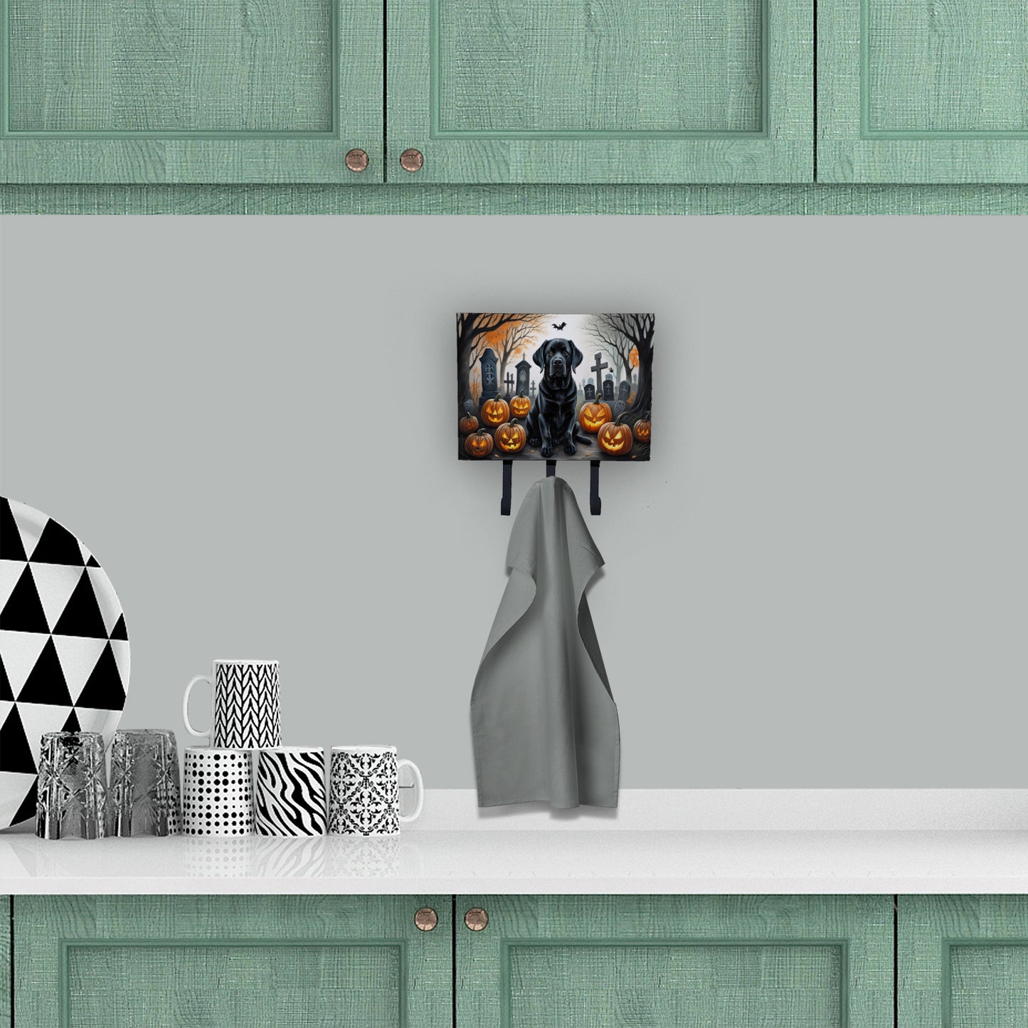 Black Labrador Retriever Spooky Halloween Leash or Key Holder