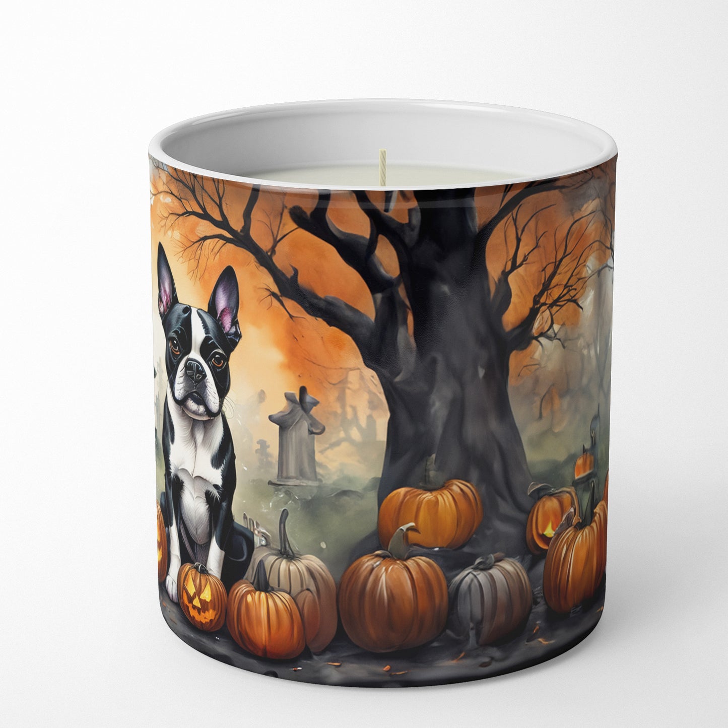 Boston Terrier Spooky Halloween Decorative Soy Candle
