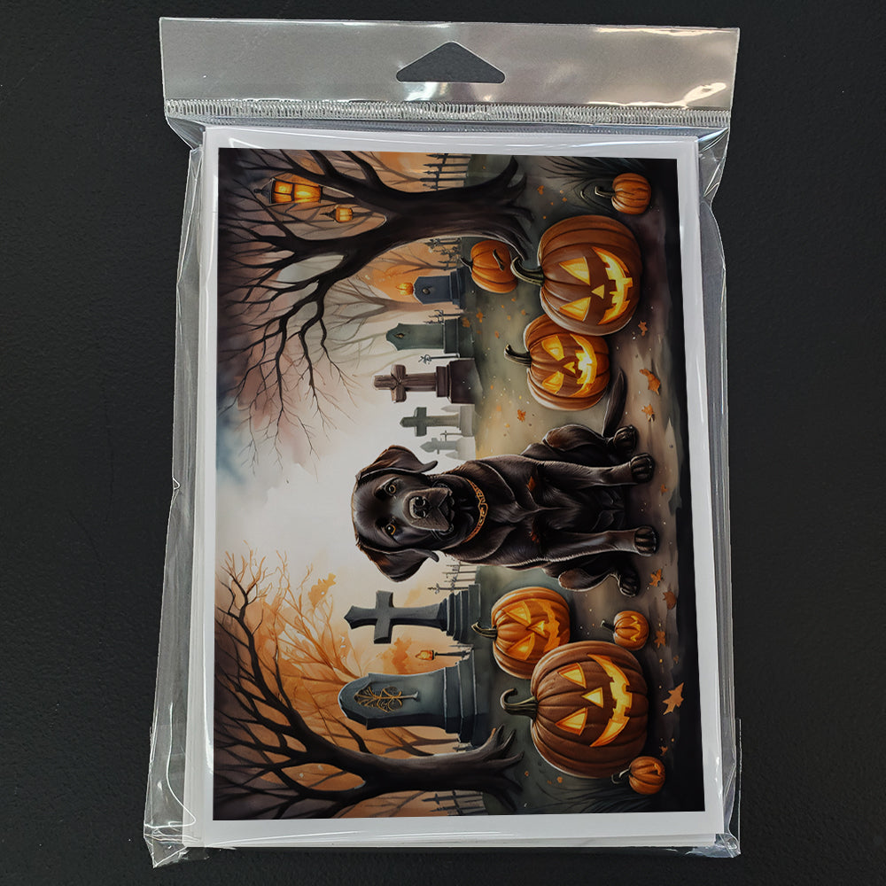 Chocolate Labrador Retriever Spooky Halloween Greeting Cards and Envelopes Pack of 8