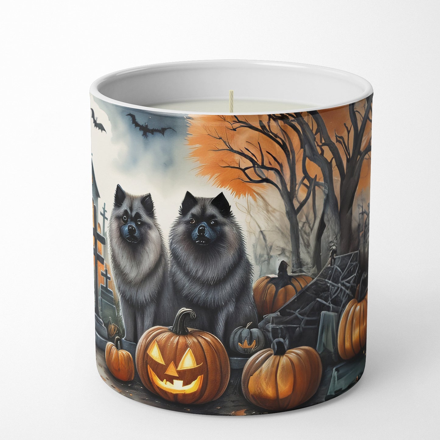 Keeshond Spooky Halloween Decorative Soy Candle