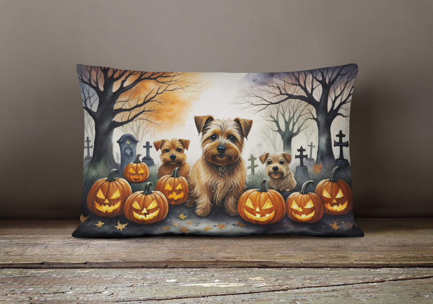 Norfolk Terrier Spooky Halloween Throw Pillow