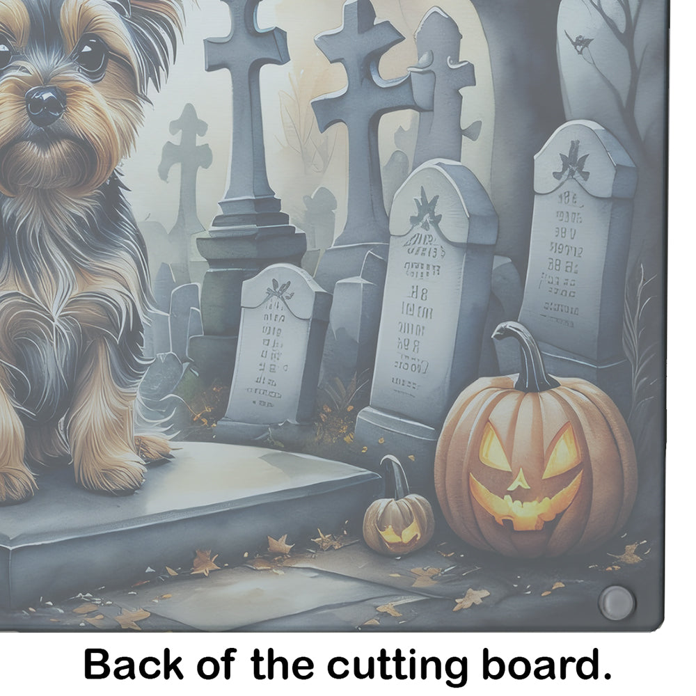 Yorkshire Terrier Spooky Halloween Glass Cutting Board