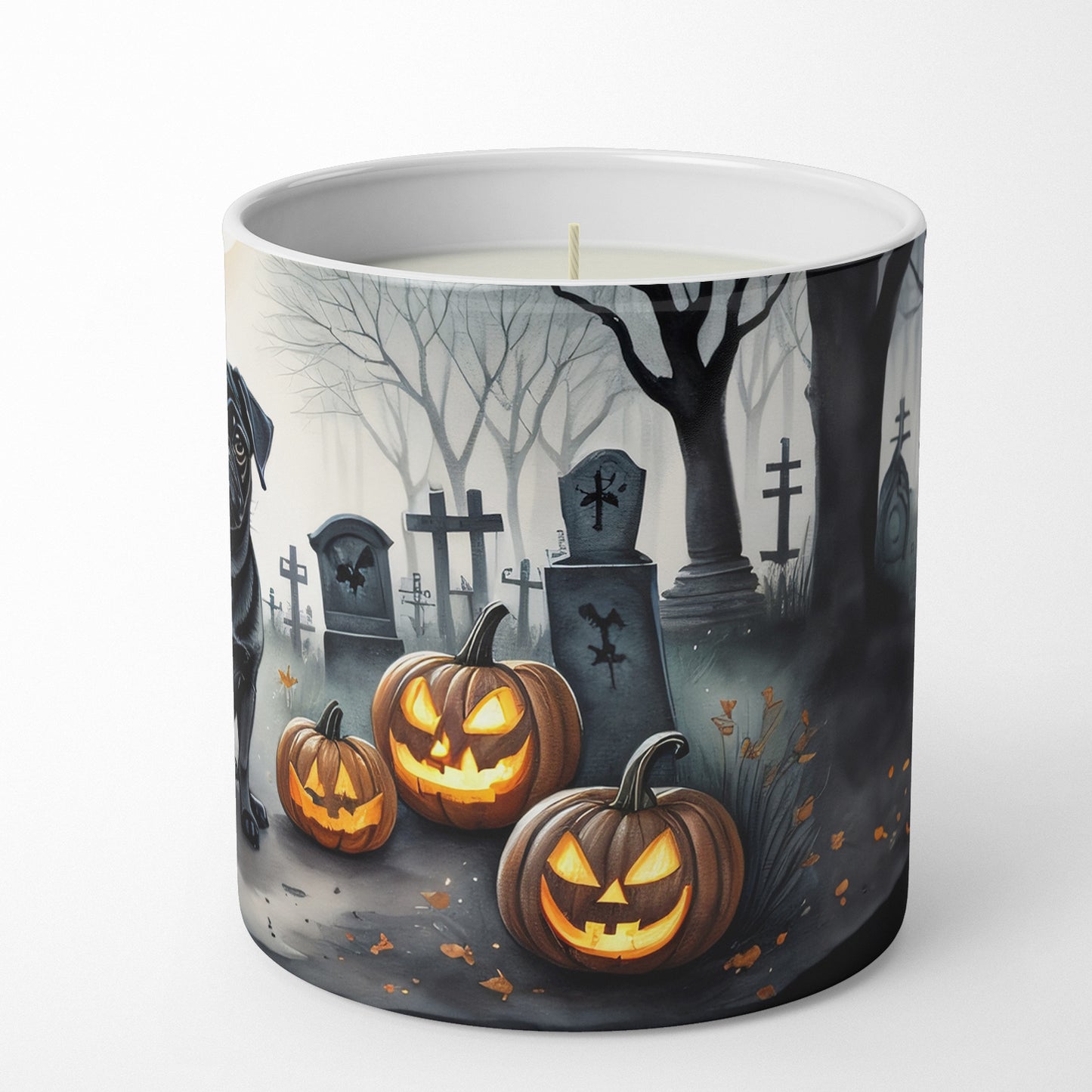 Black Pug Spooky Halloween Decorative Soy Candle
