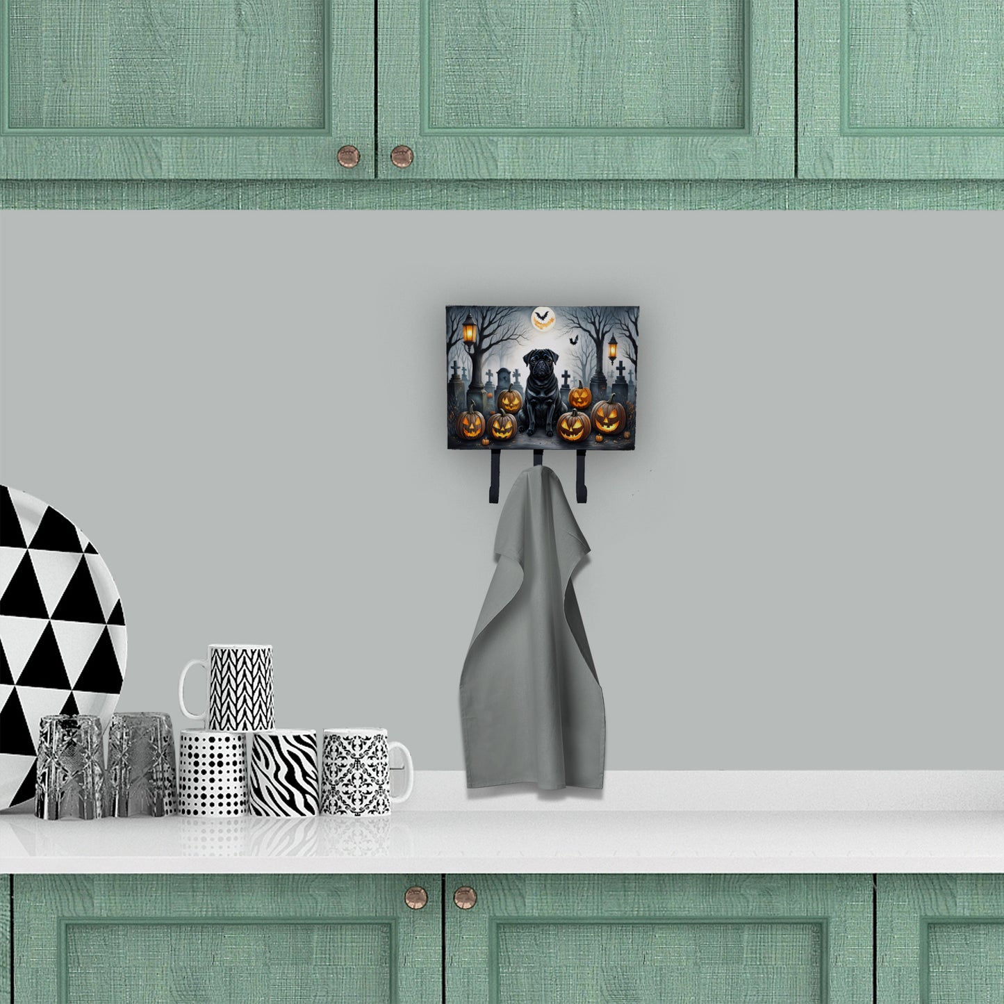 Black Pug Spooky Halloween Leash or Key Holder