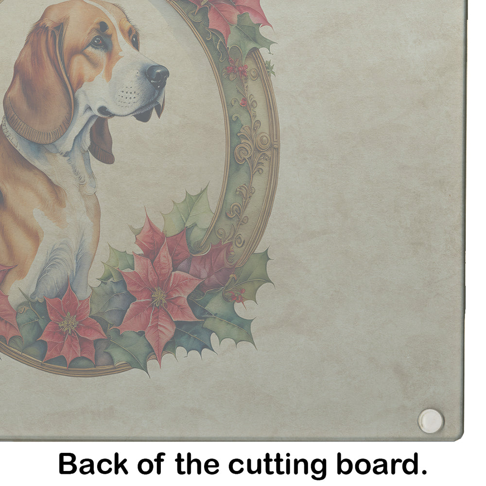 American Foxhound Christmas Flowers Glass Cutting Board
