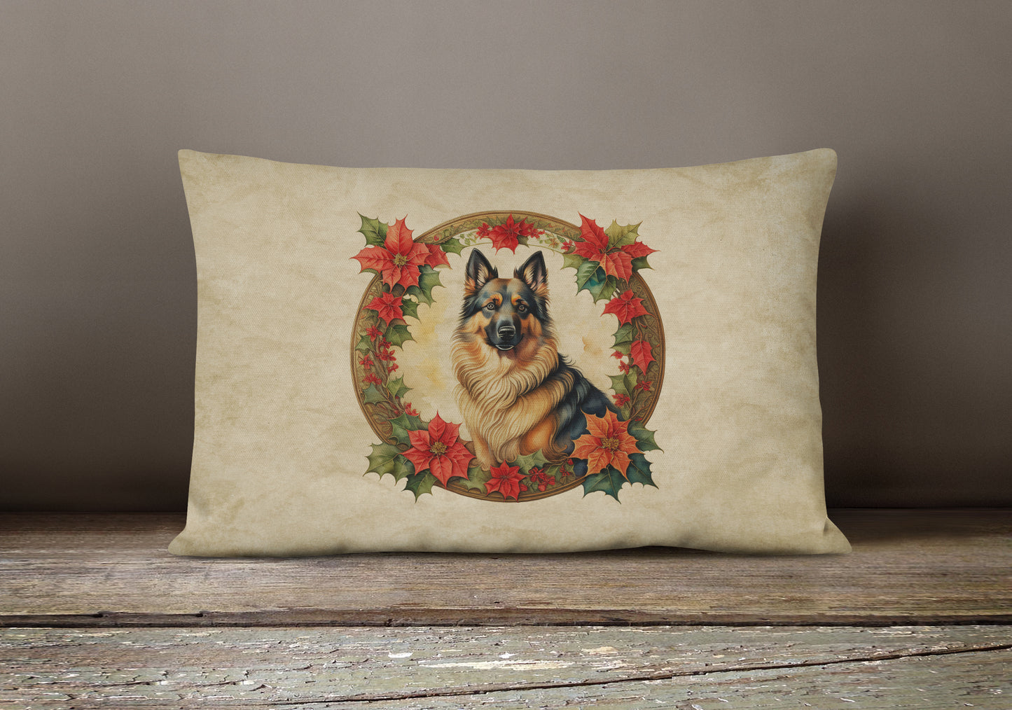 Belgian Tervuren Christmas Flowers Throw Pillow