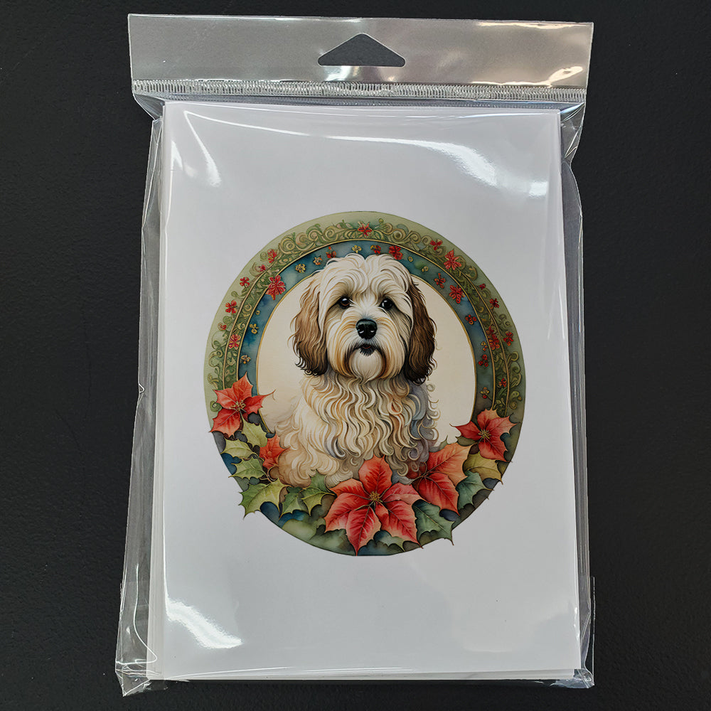 Havanese Christmas Flowers Greeting Cards Pack of 8