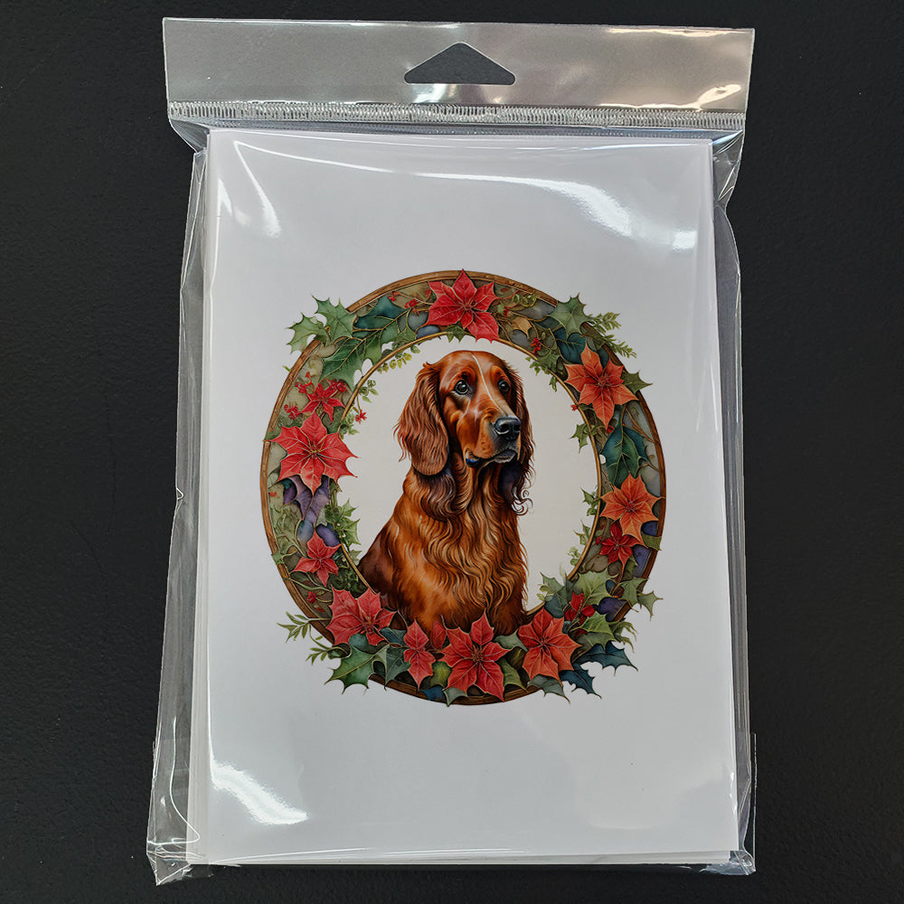 Irish Setter Christmas Flowers Greeting Cards Pack of 8