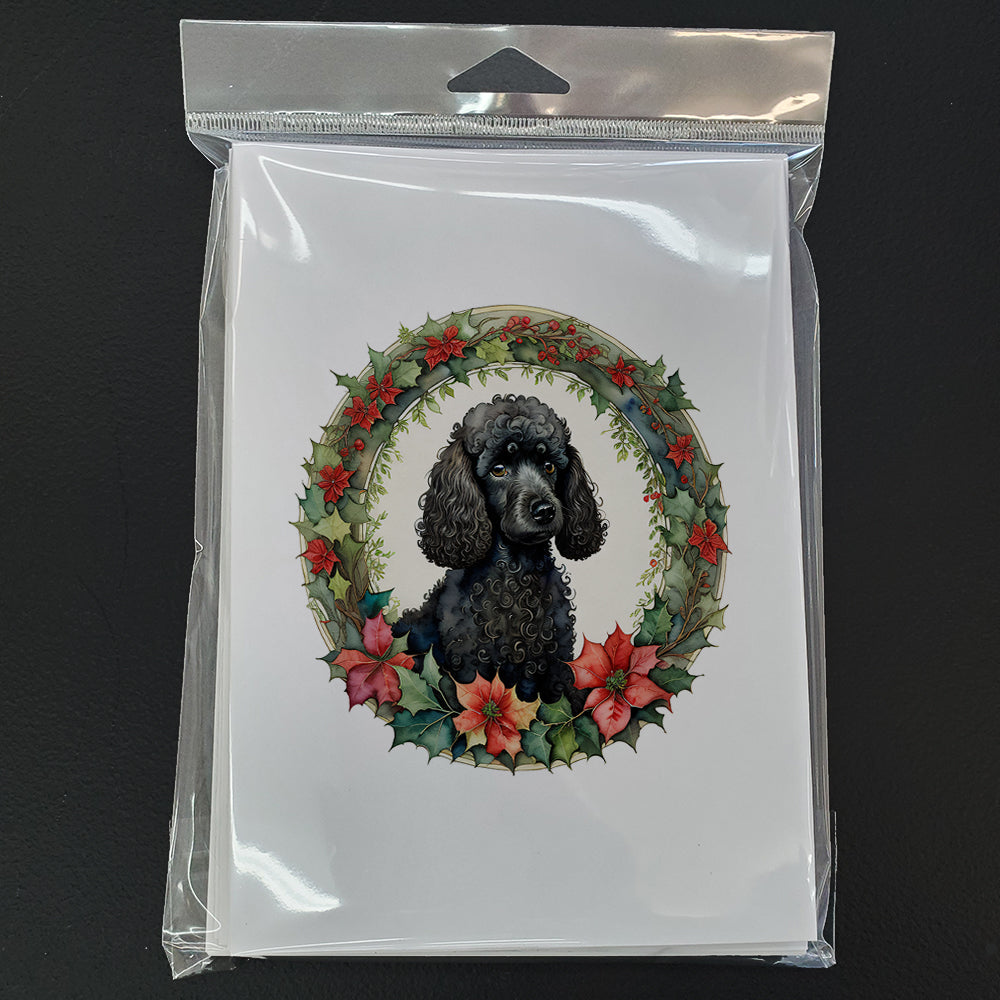 Poodle Christmas Flowers Greeting Cards Pack of 8