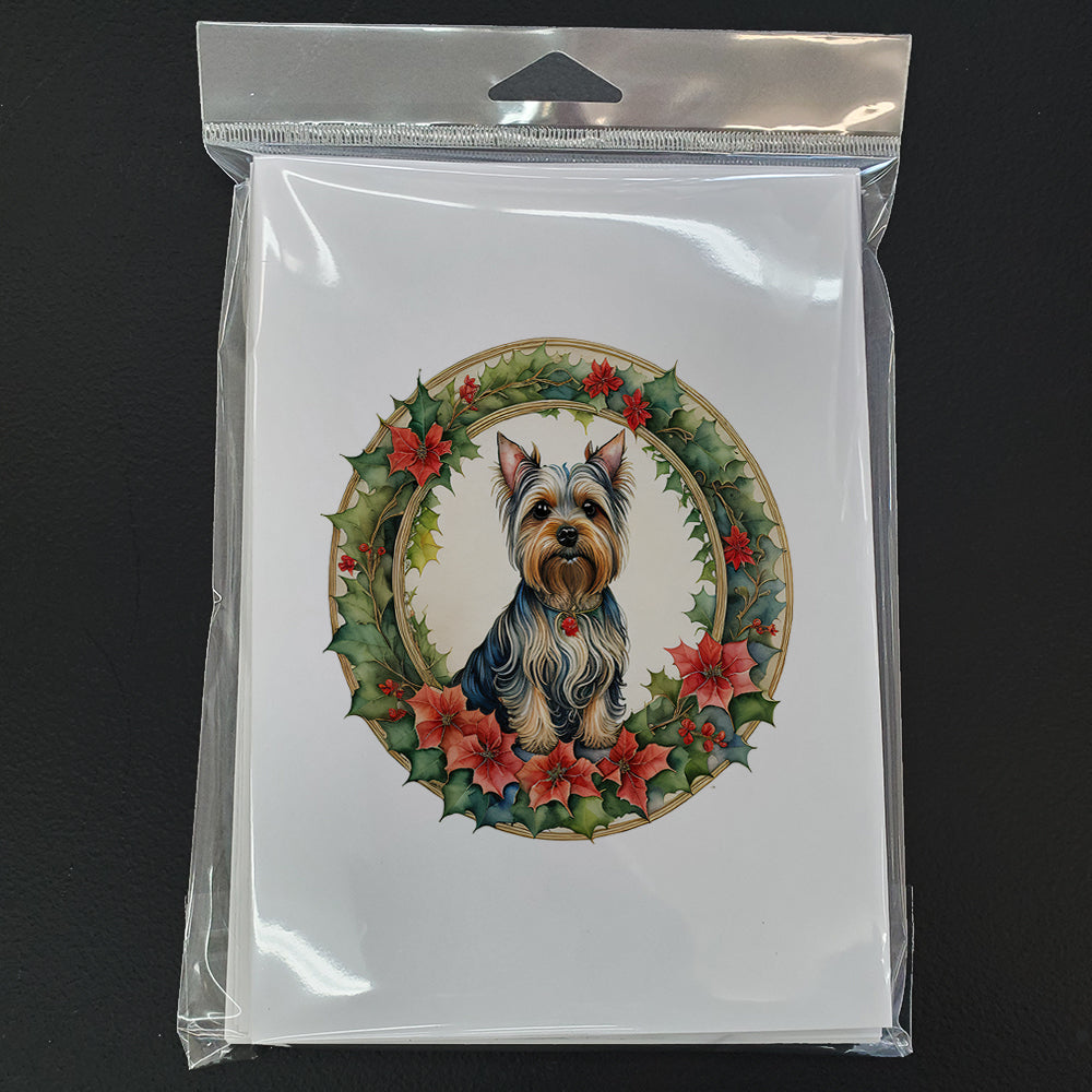Silky Terrier Christmas Flowers Greeting Cards Pack of 8