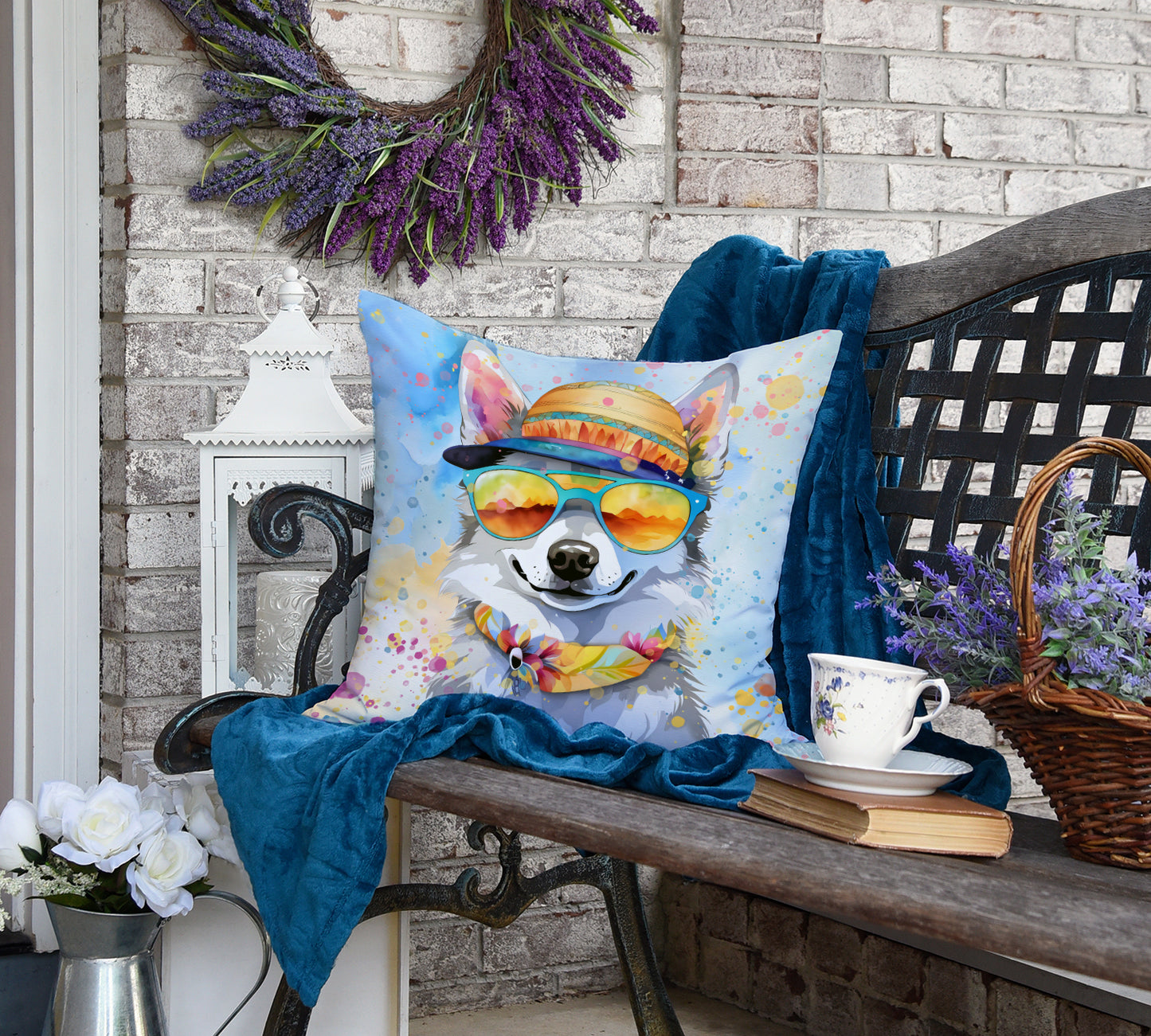 Alaskan Klee Kai Hippie Dawg Throw Pillow