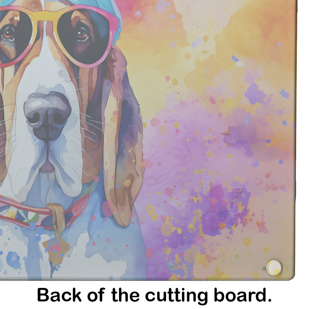 Basset Hound Hippie Dawg Glass Cutting Board