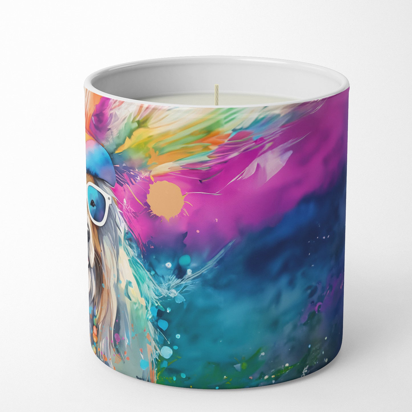 Bearded Collie Hippie Dawg Decorative Soy Candle