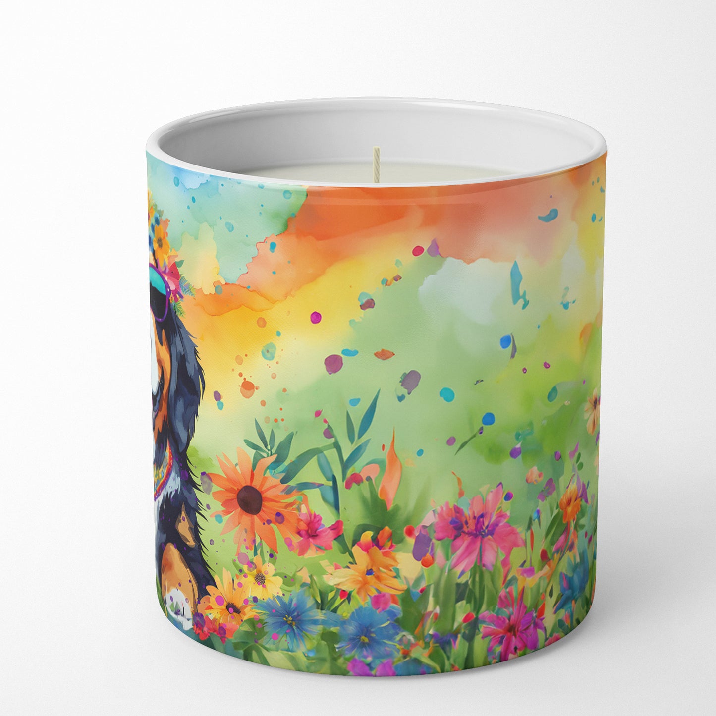 Bernese Mountain Dog Hippie Dawg Decorative Soy Candle