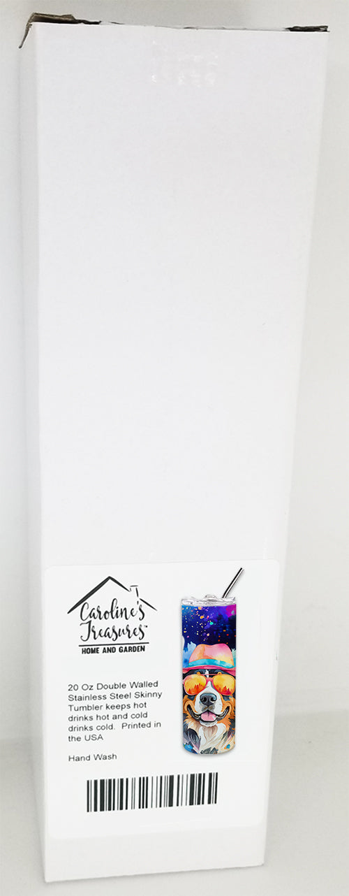 Bernese Mountain Dog Hippie Dawg Stainless Steel Skinny Tumbler