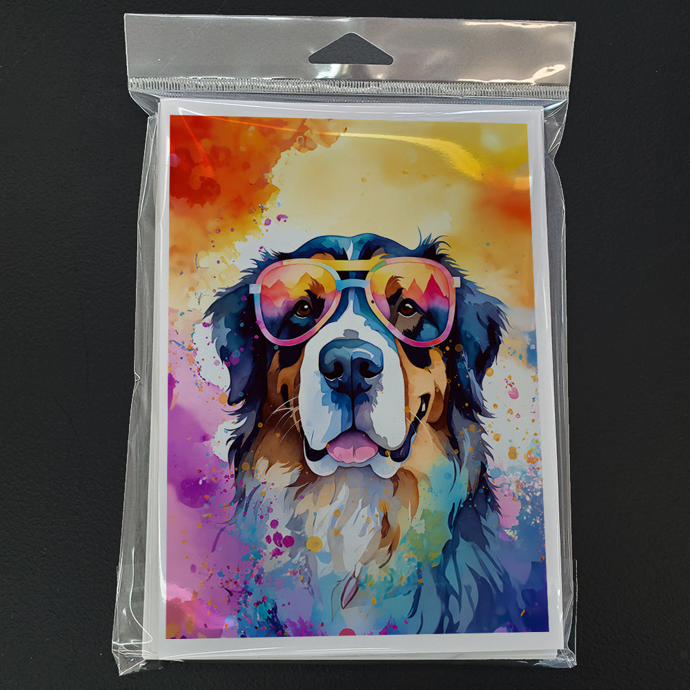 Bernese Mountain Dog Hippie Dawg Greeting Cards Pack of 8