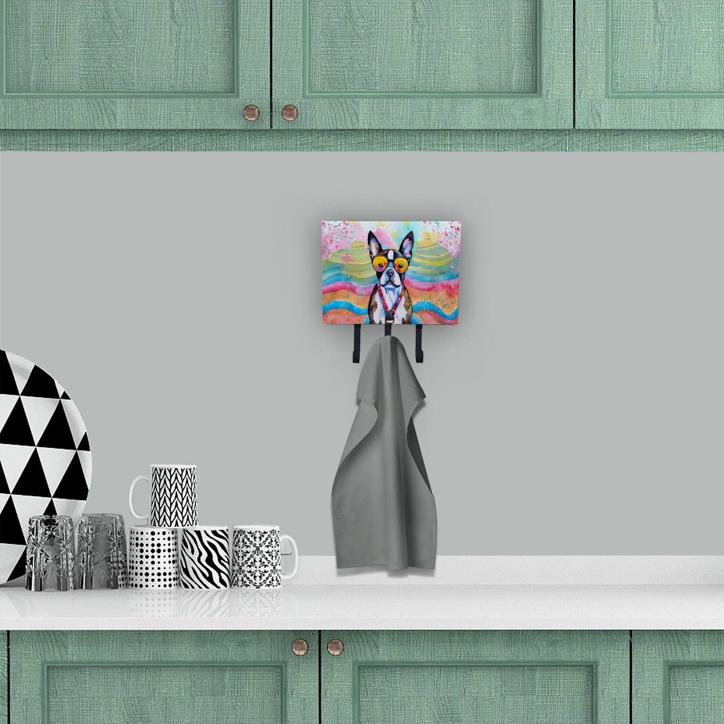 Boston Terrier Hippie Dawg Leash or Key Holder