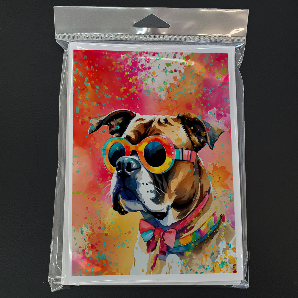 Boxer Hippie Dawg Greeting Cards Pack of 8