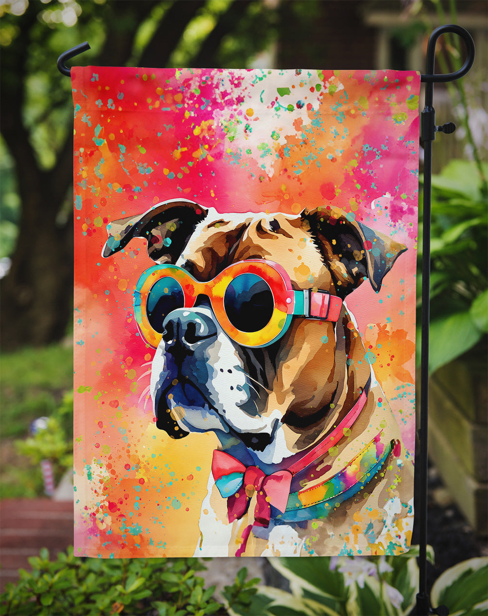 Boxer Hippie Dawg Garden Flag