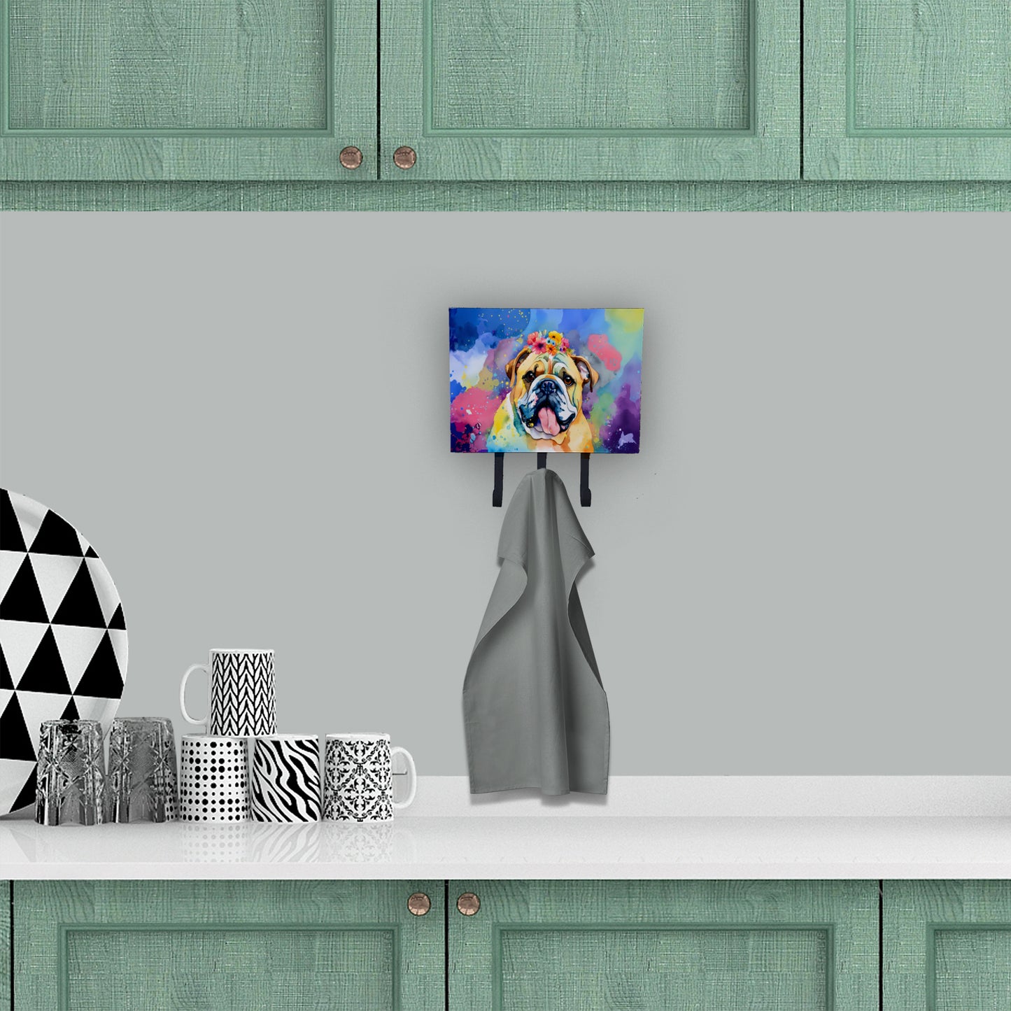 English Bulldog Hippie Dawg Leash or Key Holder