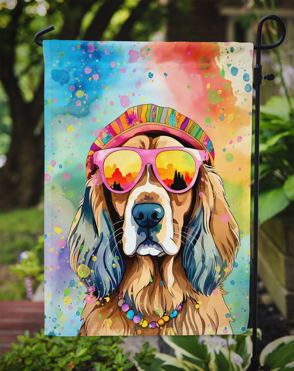Cocker Spaniel Hippie Dawg Garden Flag