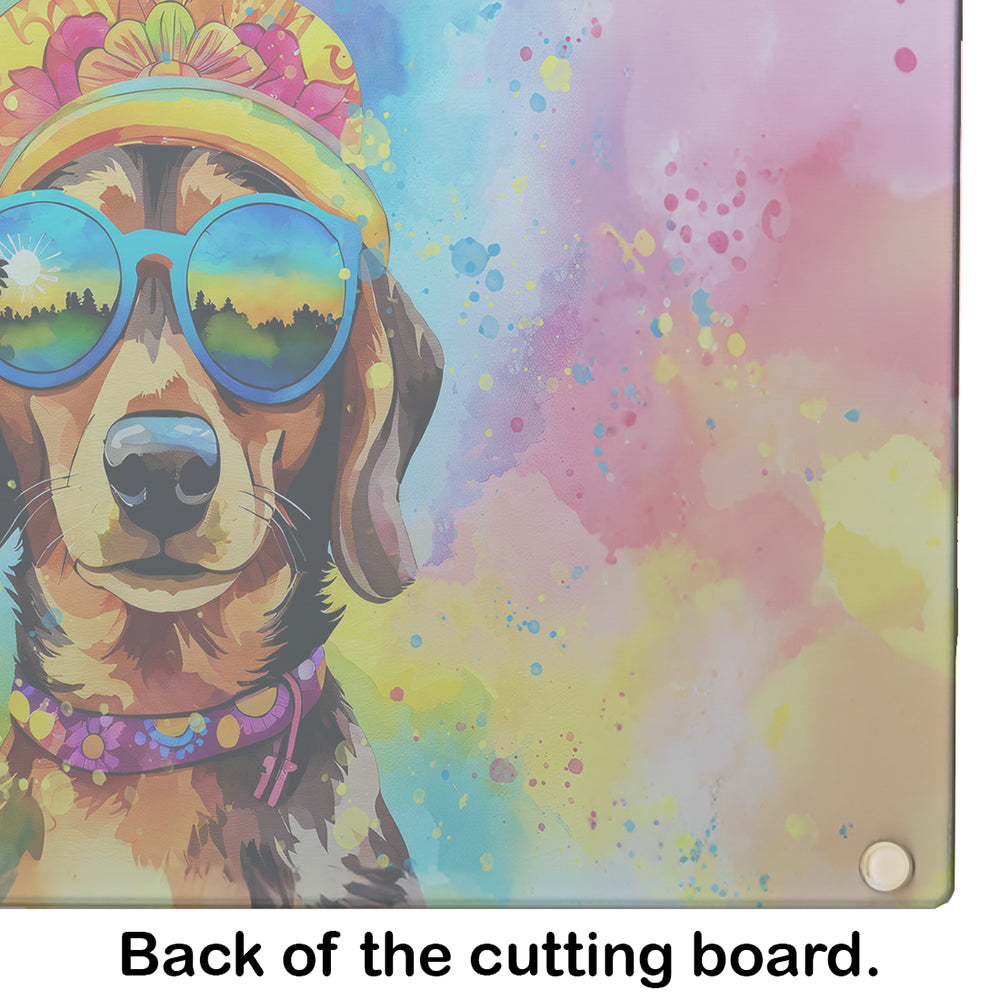 Dachshund Hippie Dawg Glass Cutting Board