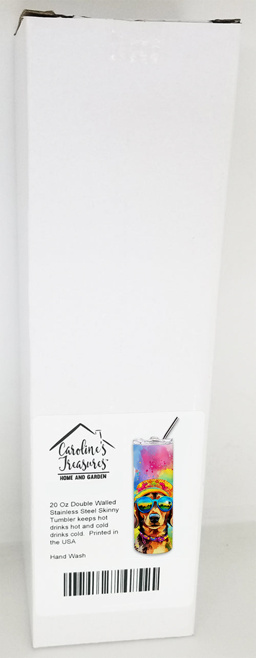 Dachshund Hippie Dawg Stainless Steel Skinny Tumbler